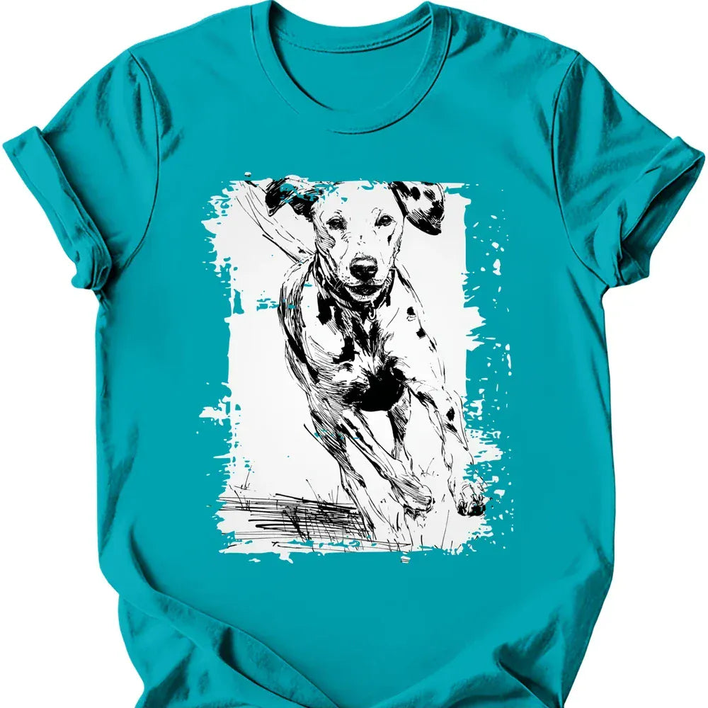Dalmatian running dog tee tropical blue