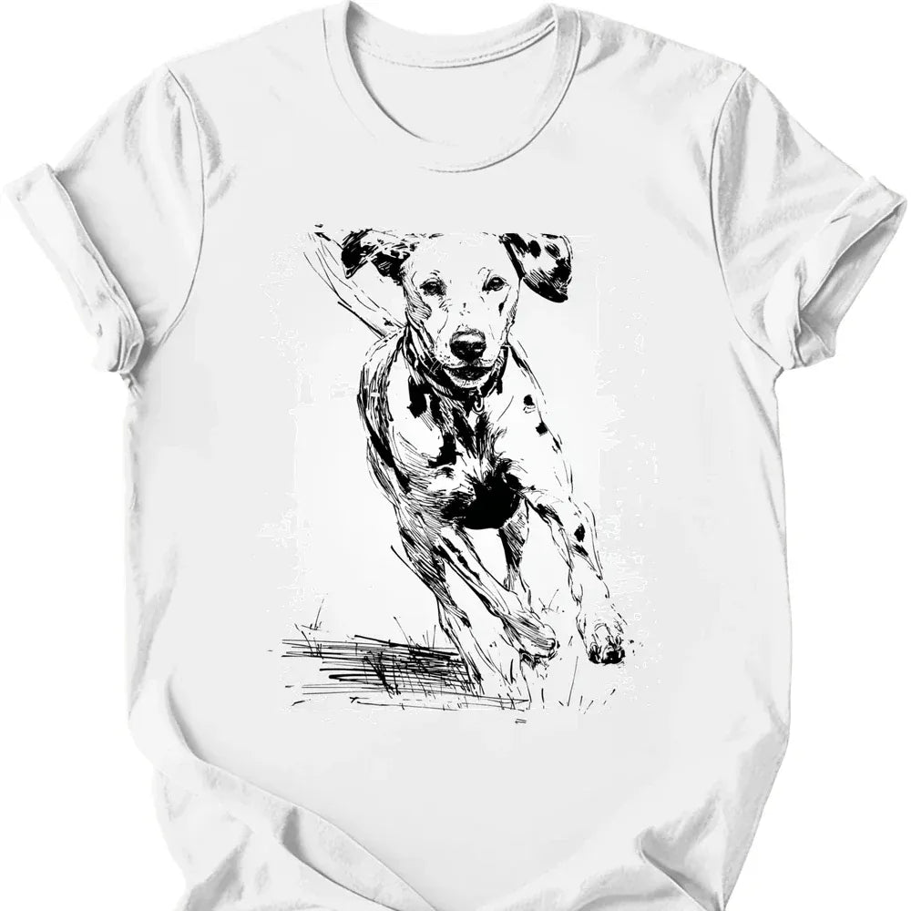 Dalmatian running dog tee white