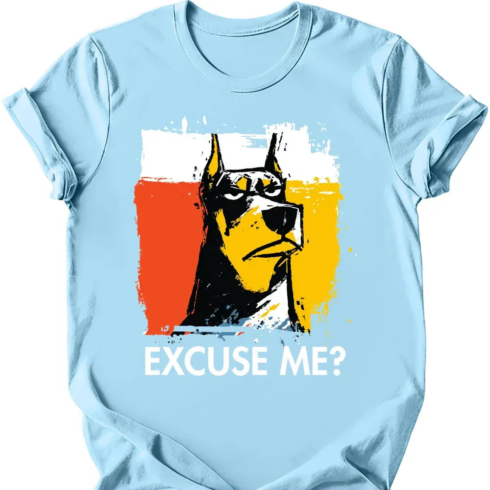 Doberman excuse me tee light blue