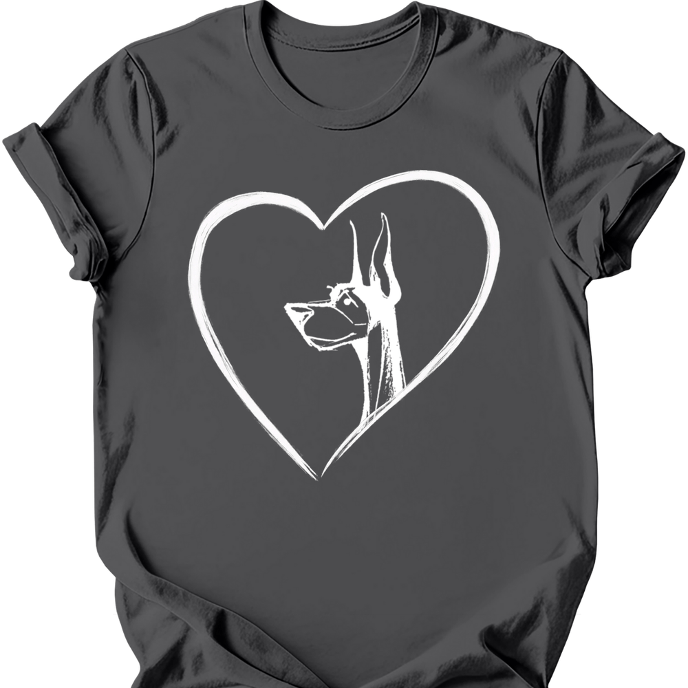 Doberman heart dog tee charcoal