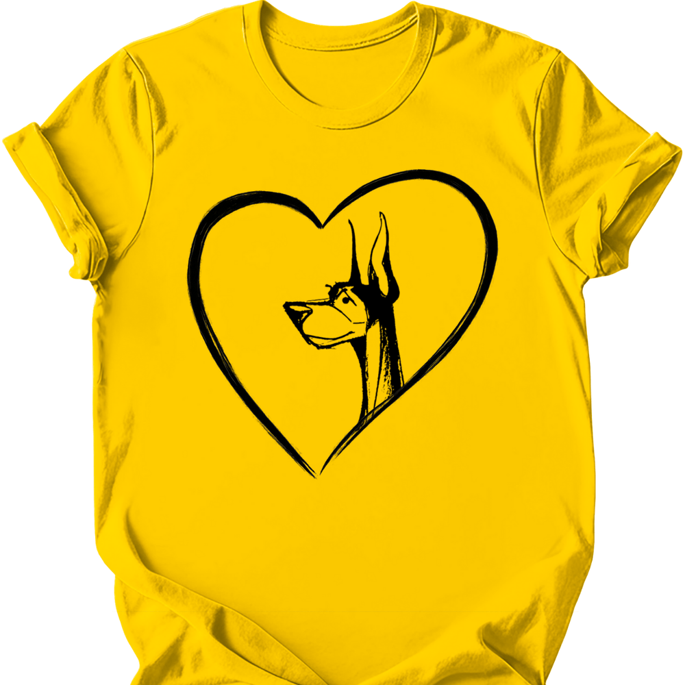Doberman heart dog tee daisy