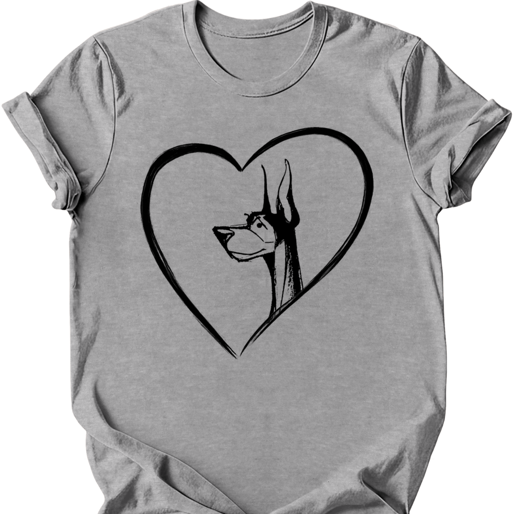 Doberman heart dog tee sport grey