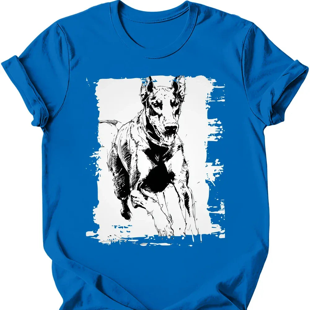 Doberman running dog tee royal