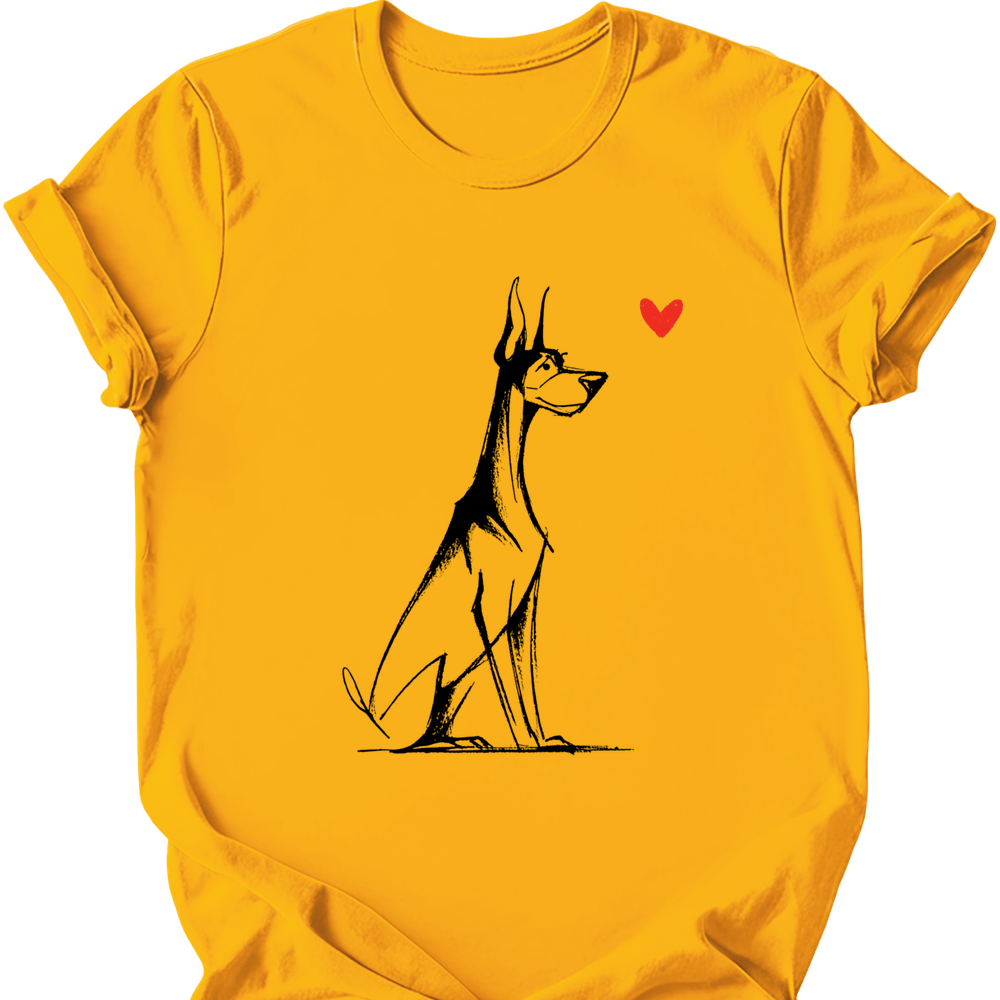 Doberman sketch tee gold