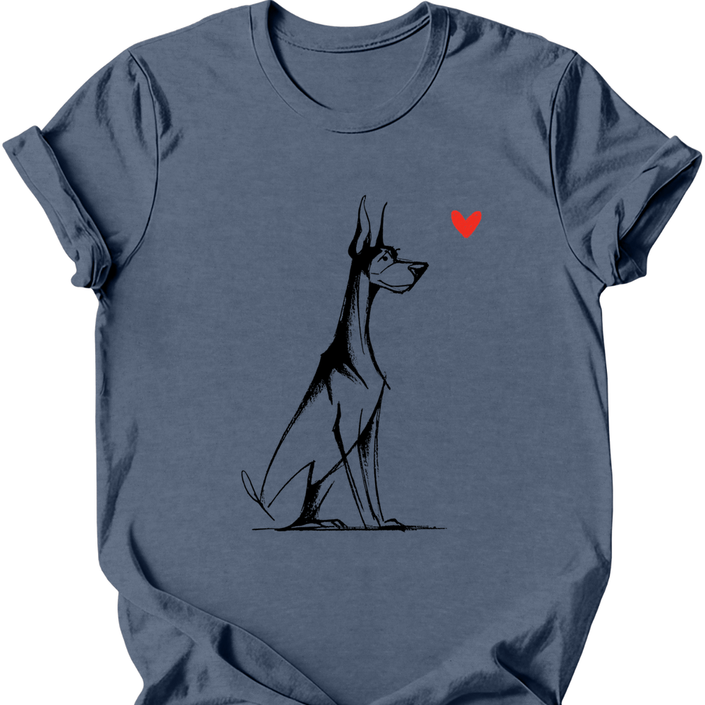Doberman sketch tee heather indigo