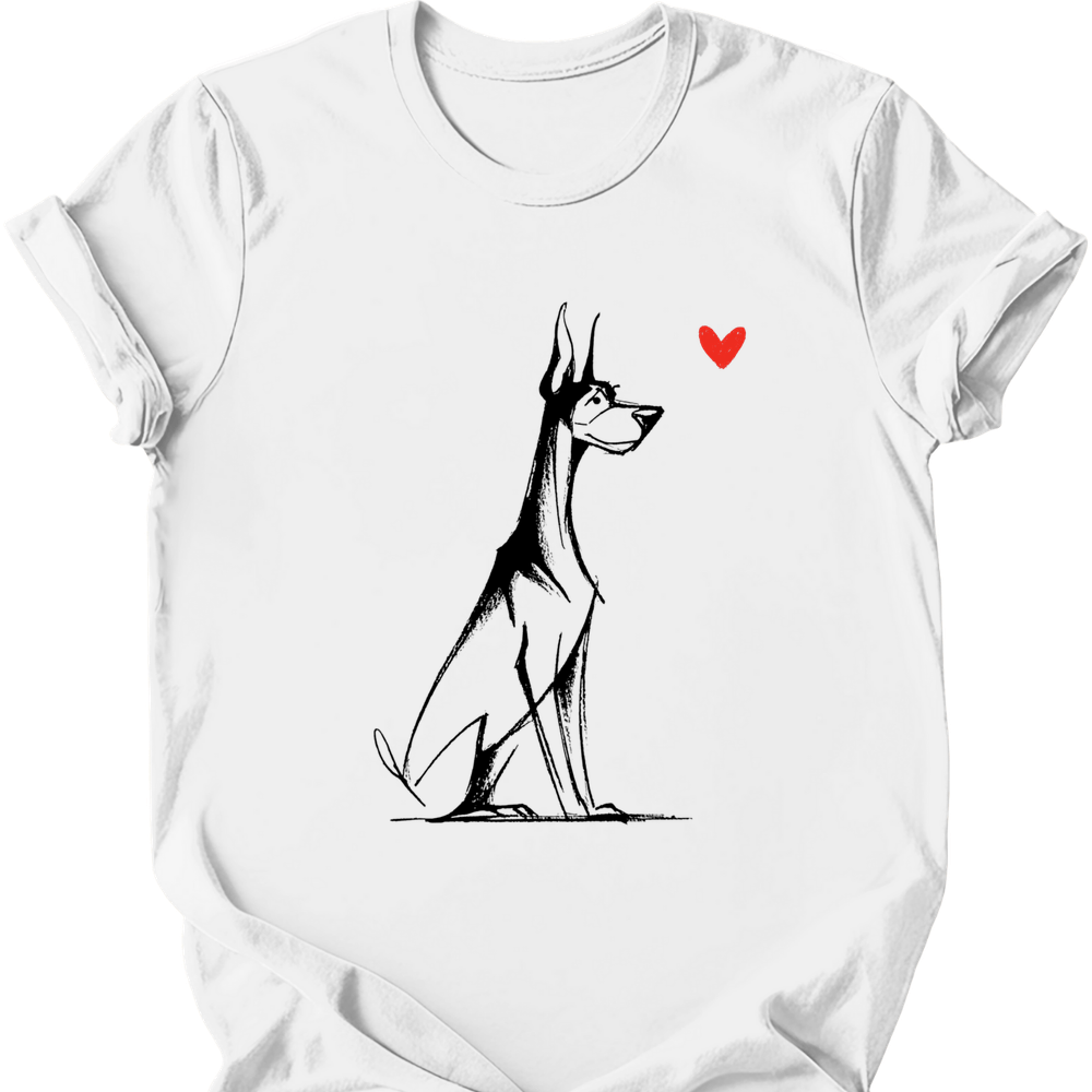 Doberman sketch tee white