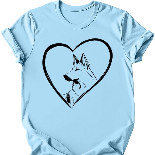 Dutch Shepherd heart dog tee light blue