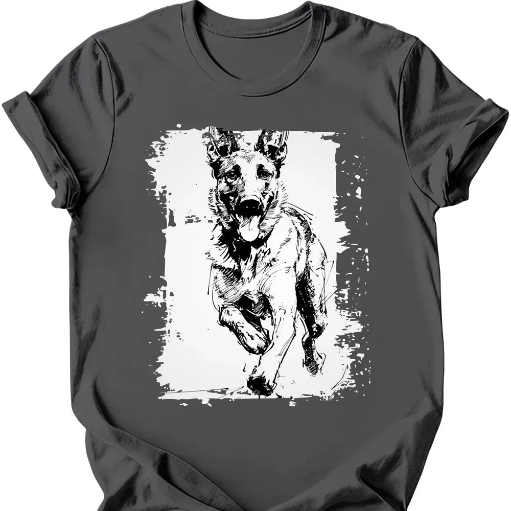 Dutch Shepherd running dog tee charcoal
