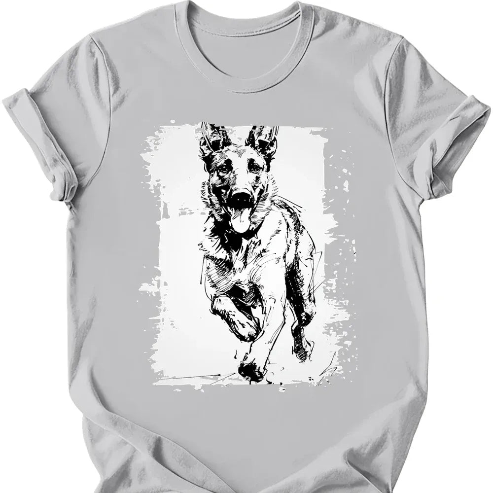 Dutch Shepherd running dog tee ice grey