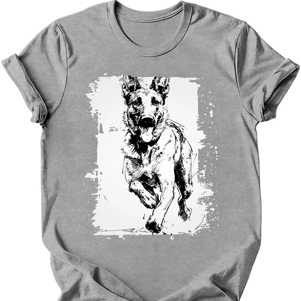 Dutch Shepherd running dog tee sport grey
