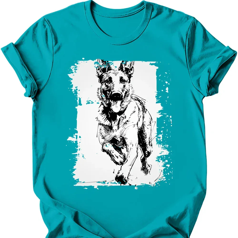 Dutch Shepherd running dog tee tropical blue