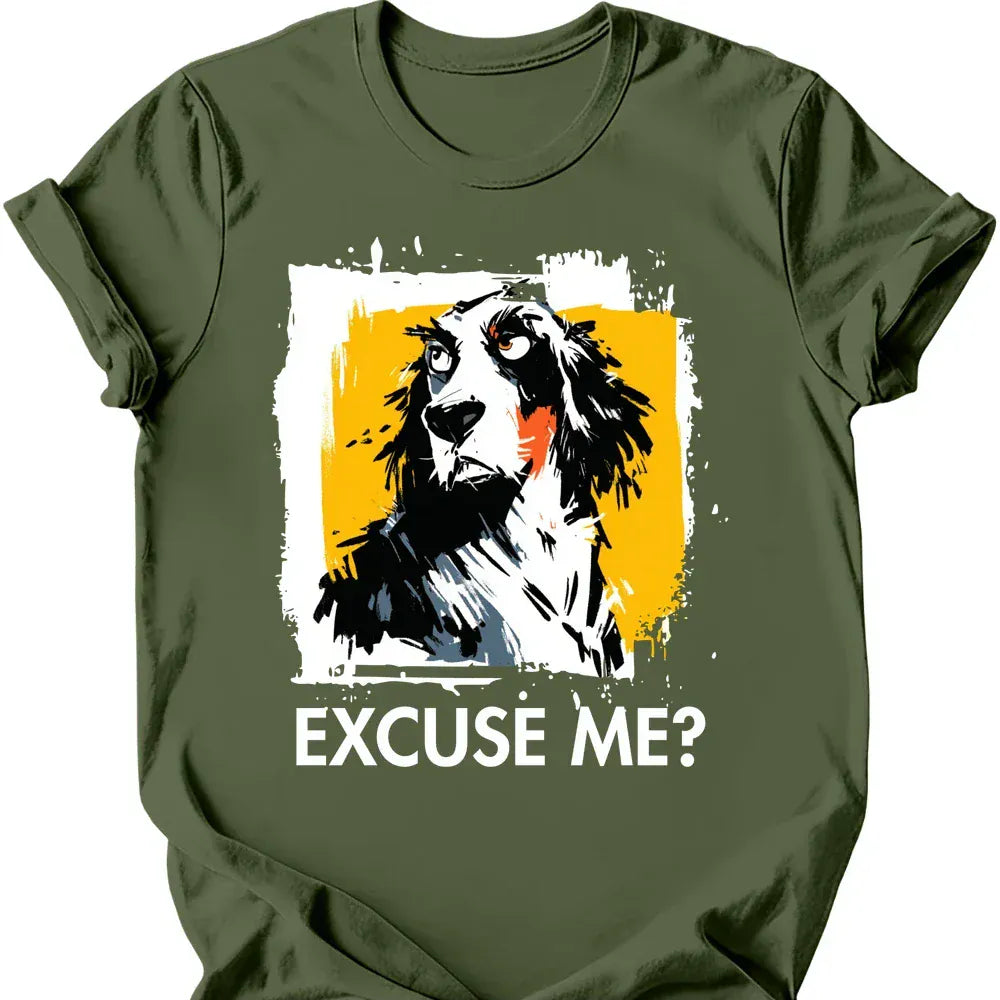 English Setter excuse me tee military green