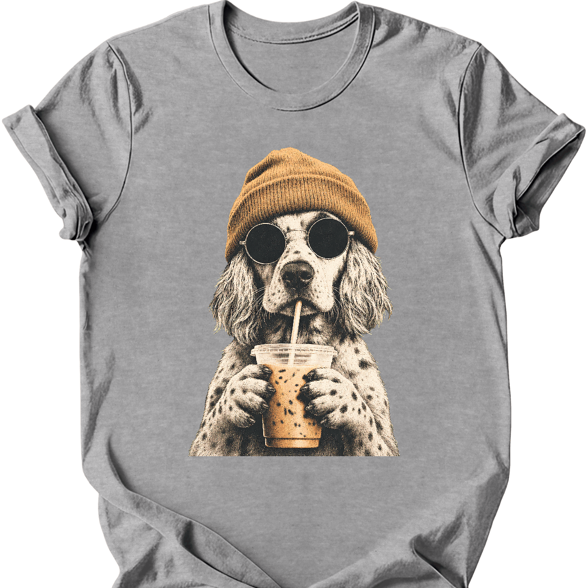 english setter hipster dog tee sport grey