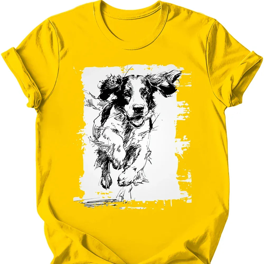 English Springer Spaniel running dog tee daisy
