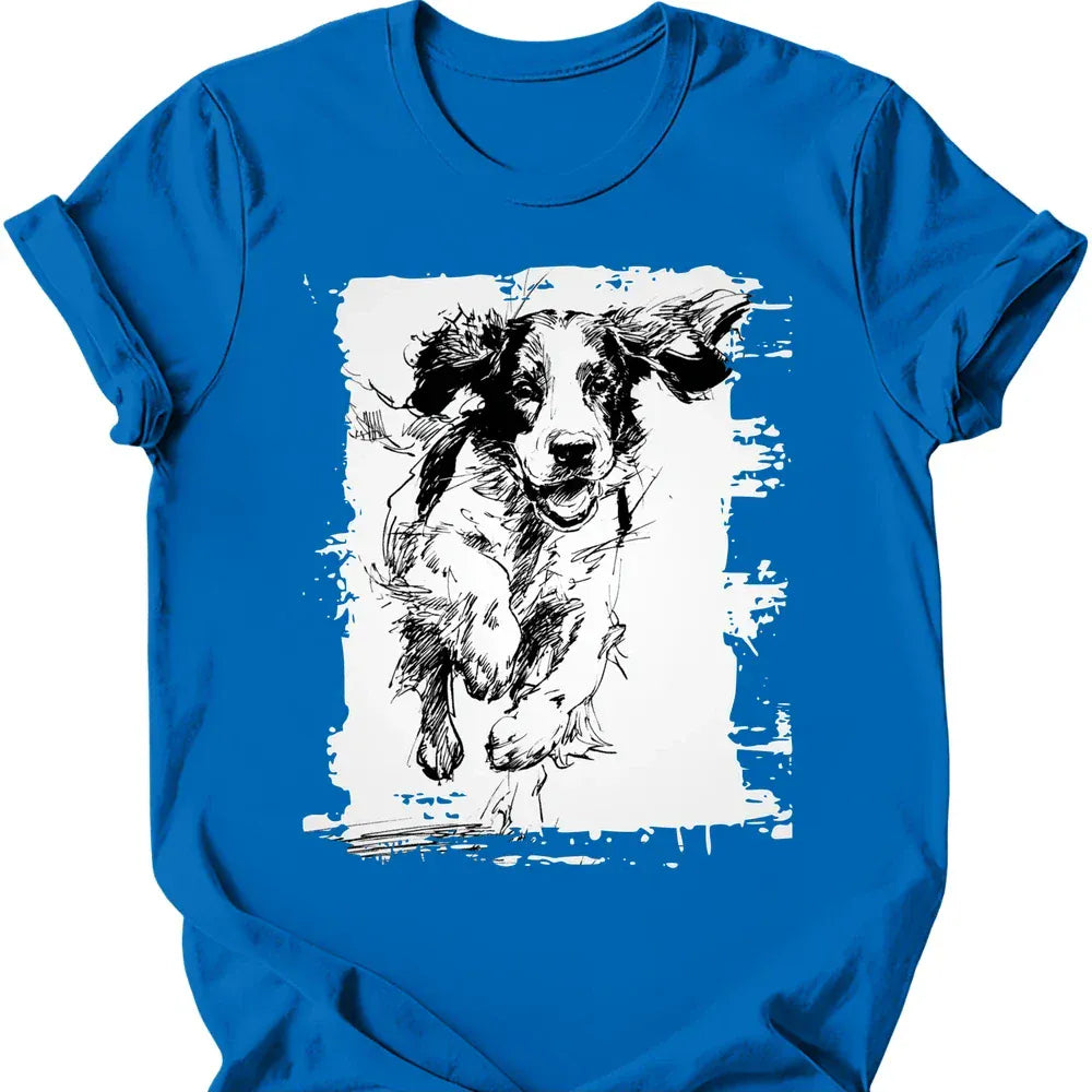 English Springer Spaniel running dog tee royal