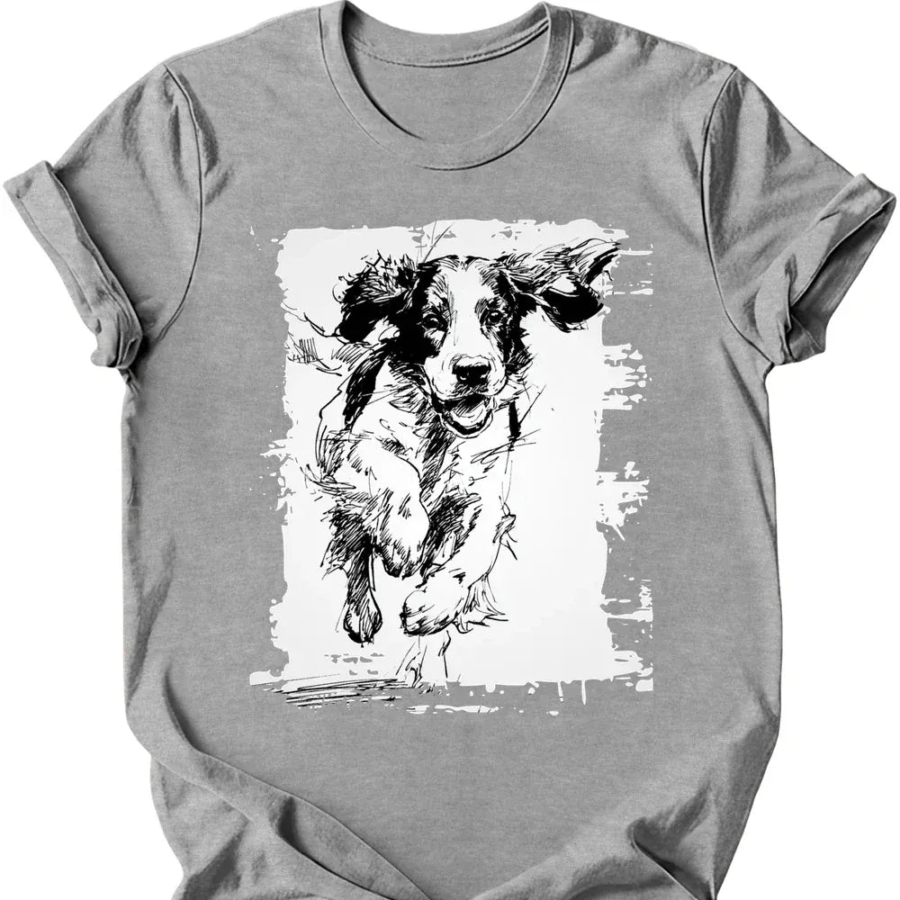 English Springer Spaniel running dog tee sport grey