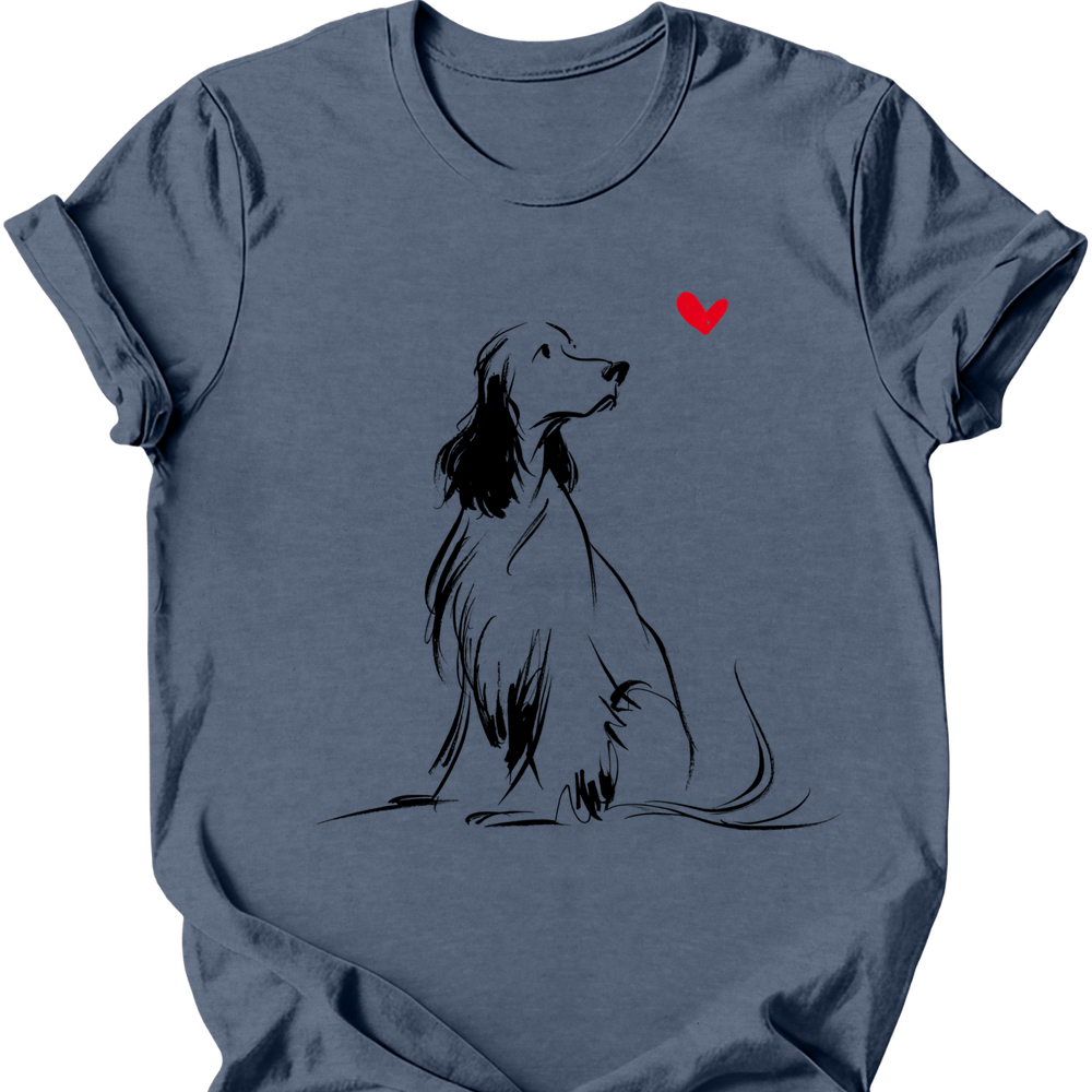 English Springer Spaniel sketch tee heather indigo