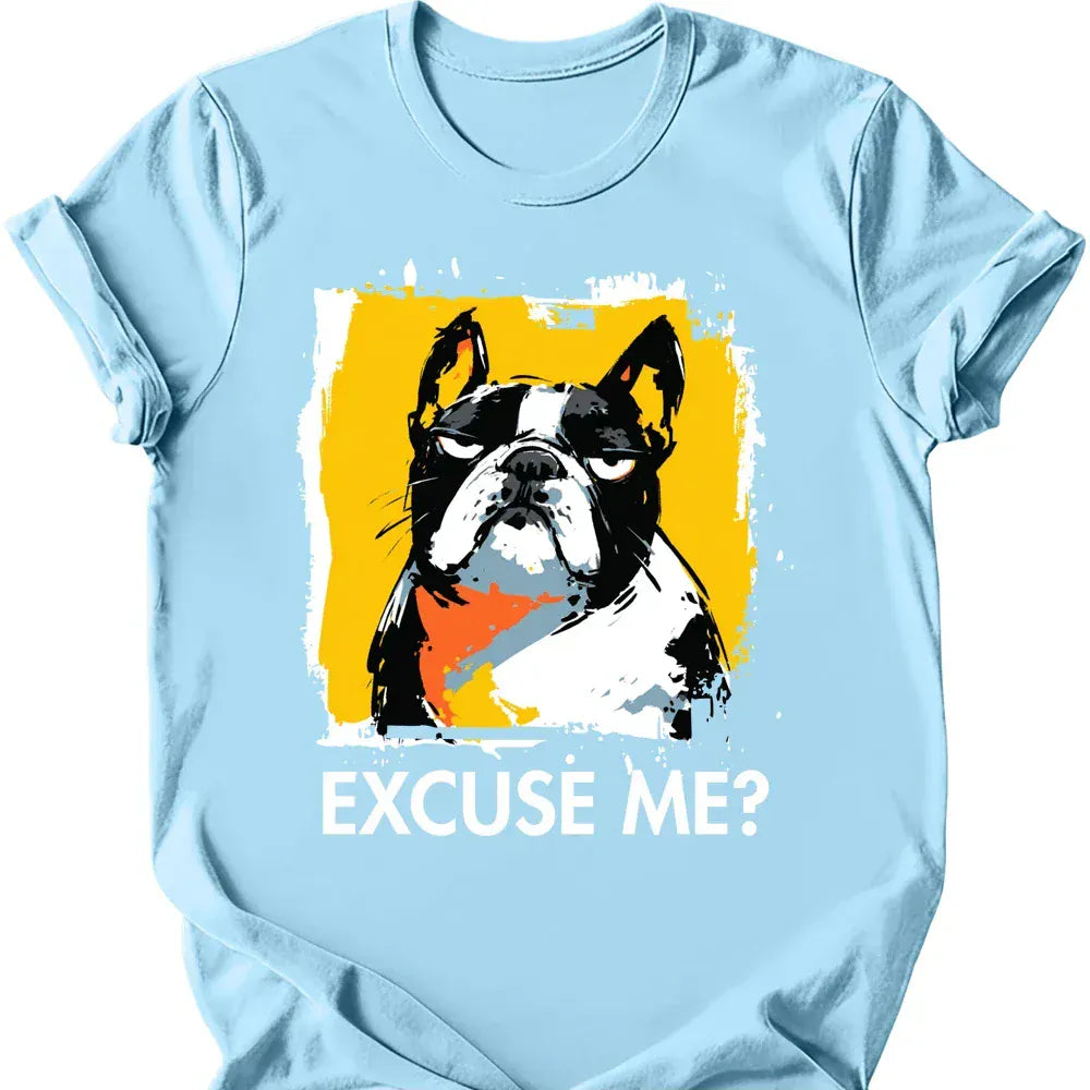French Bulldog excuse me tee light blue