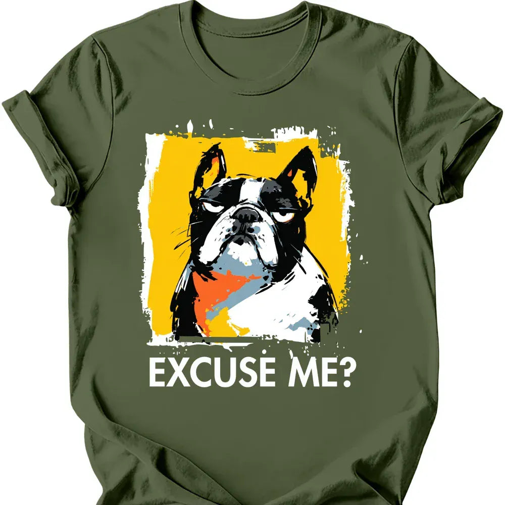 French Bulldog excuse me tee military green