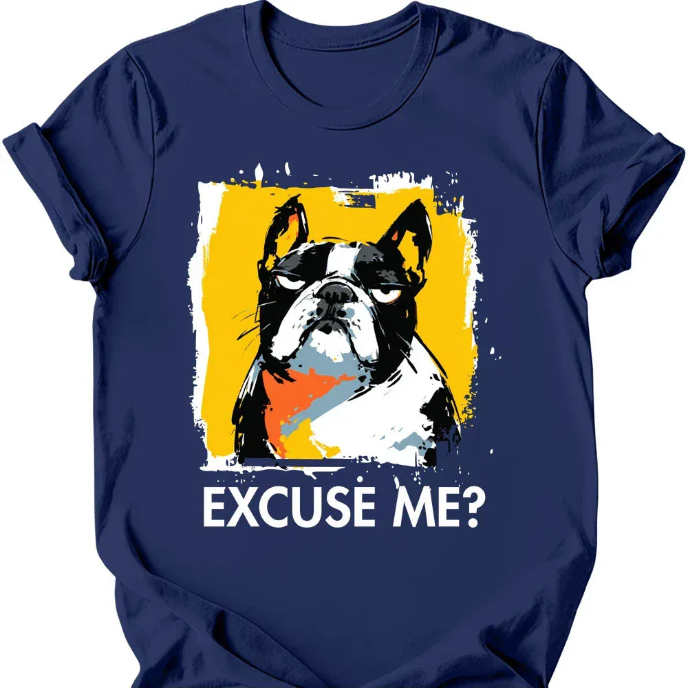 French Bulldog excuse me tee navy