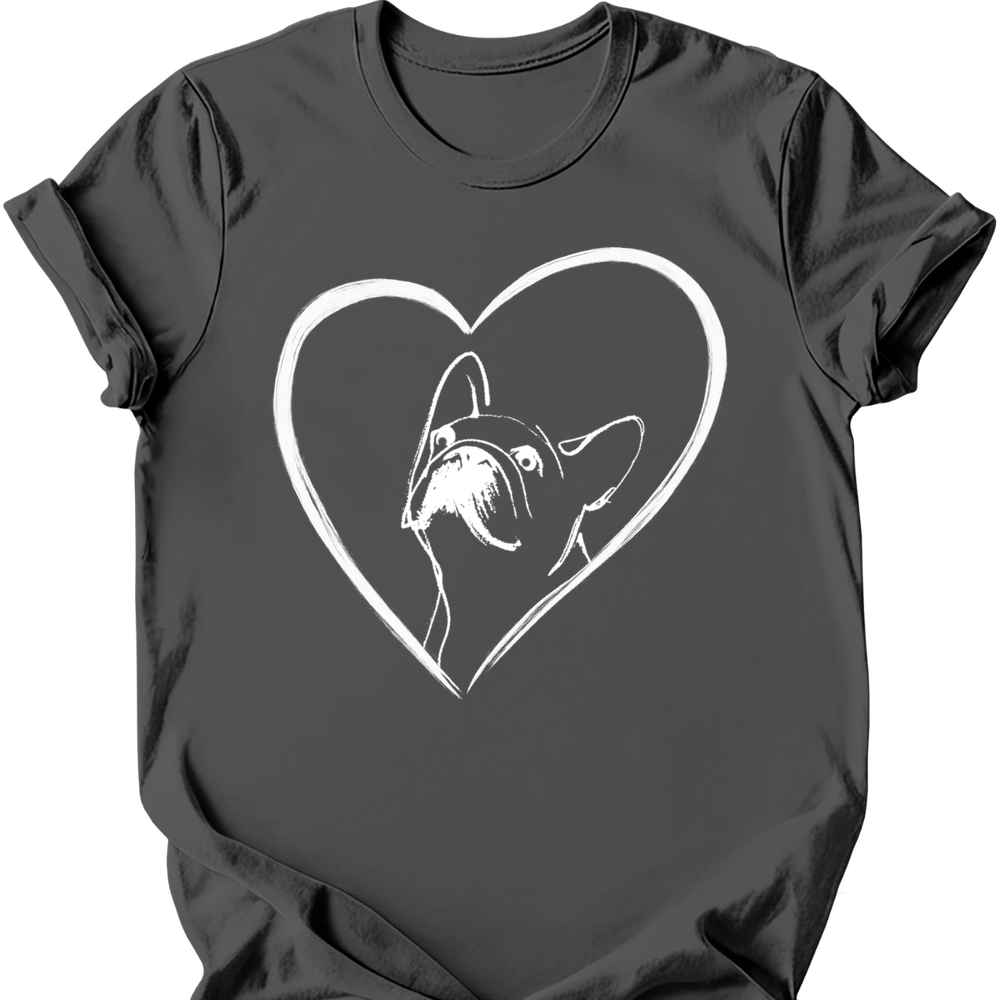 French Bulldog heart dog tee charcoal