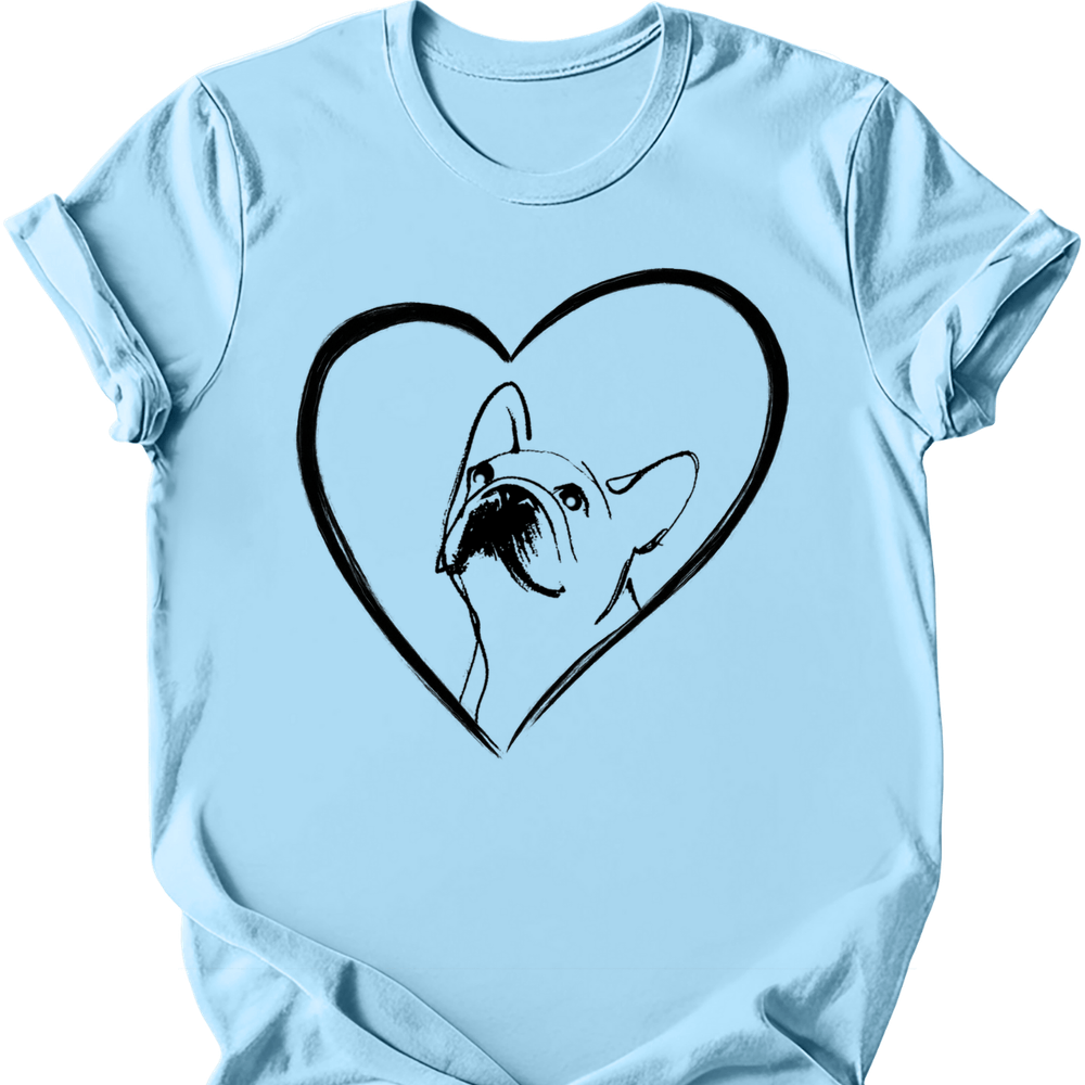 French Bulldog heart dog tee light blue