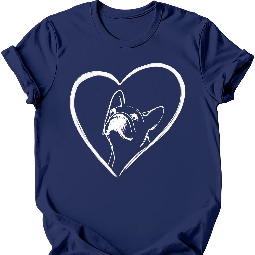 French Bulldog heart dog tee navy