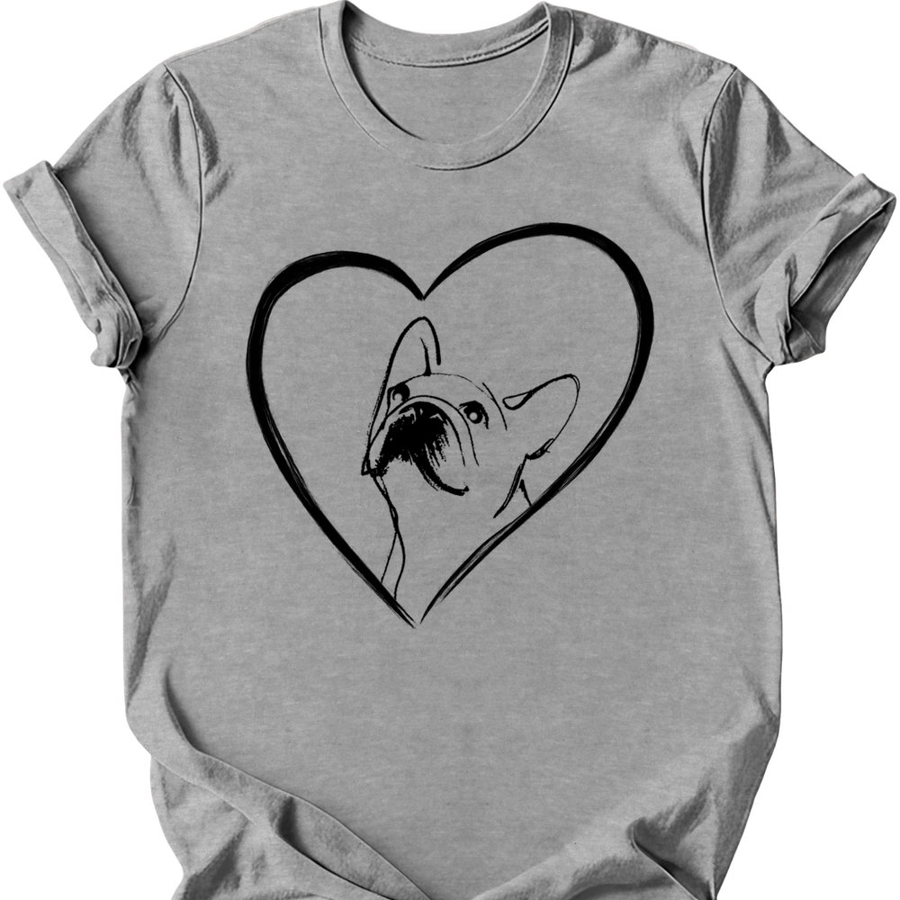 French Bulldog heart dog tee sport grey