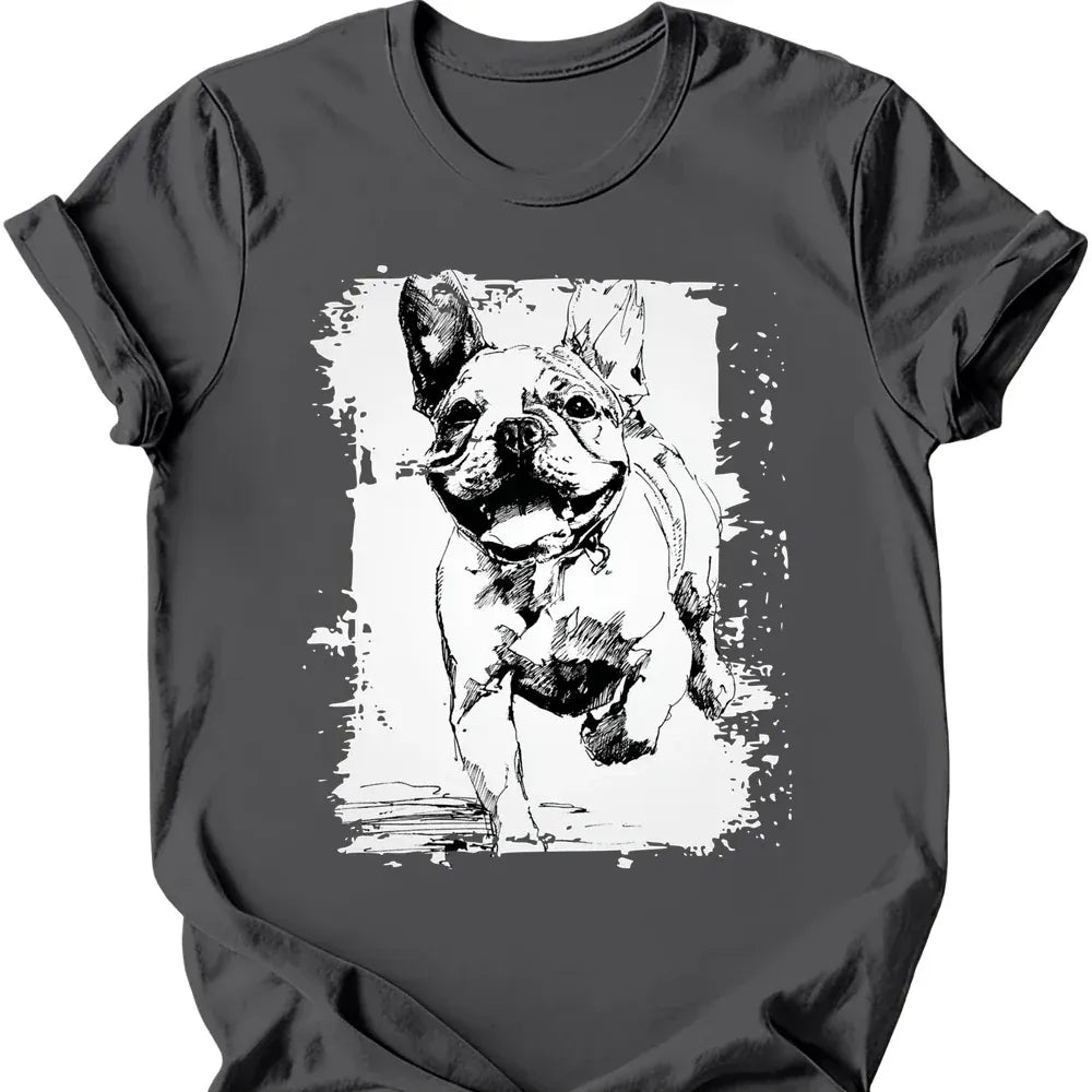 French Bulldog running dog tee charcoal