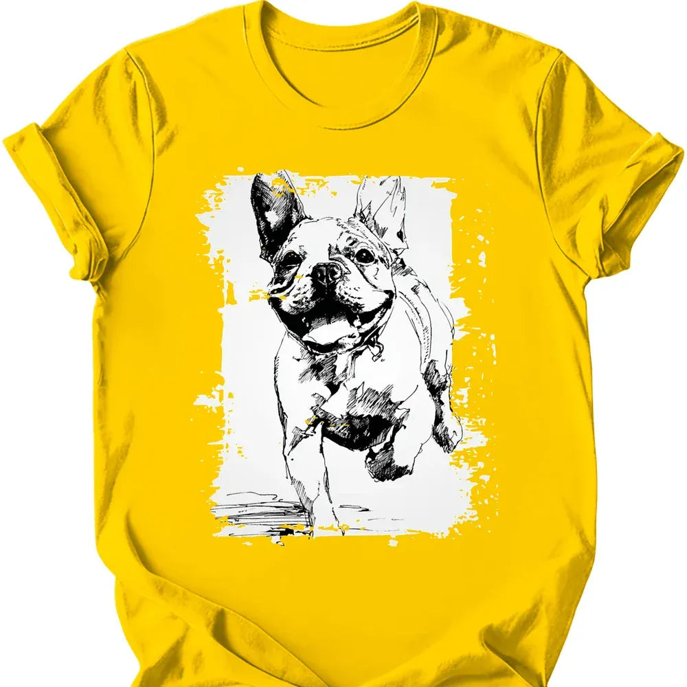 French Bulldog running dog tee daisy