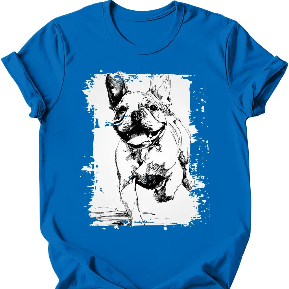 French Bulldog running dog tee royal