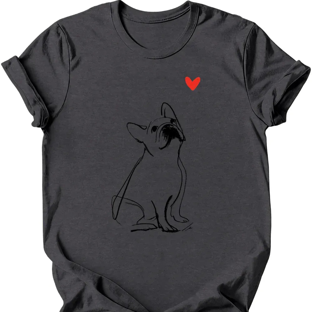 French Bulldog sketch tee dark heather