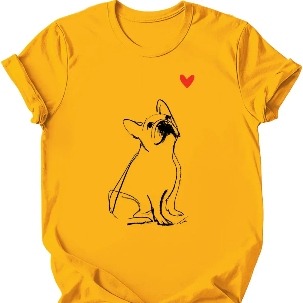 French Bulldog sketch tee gold