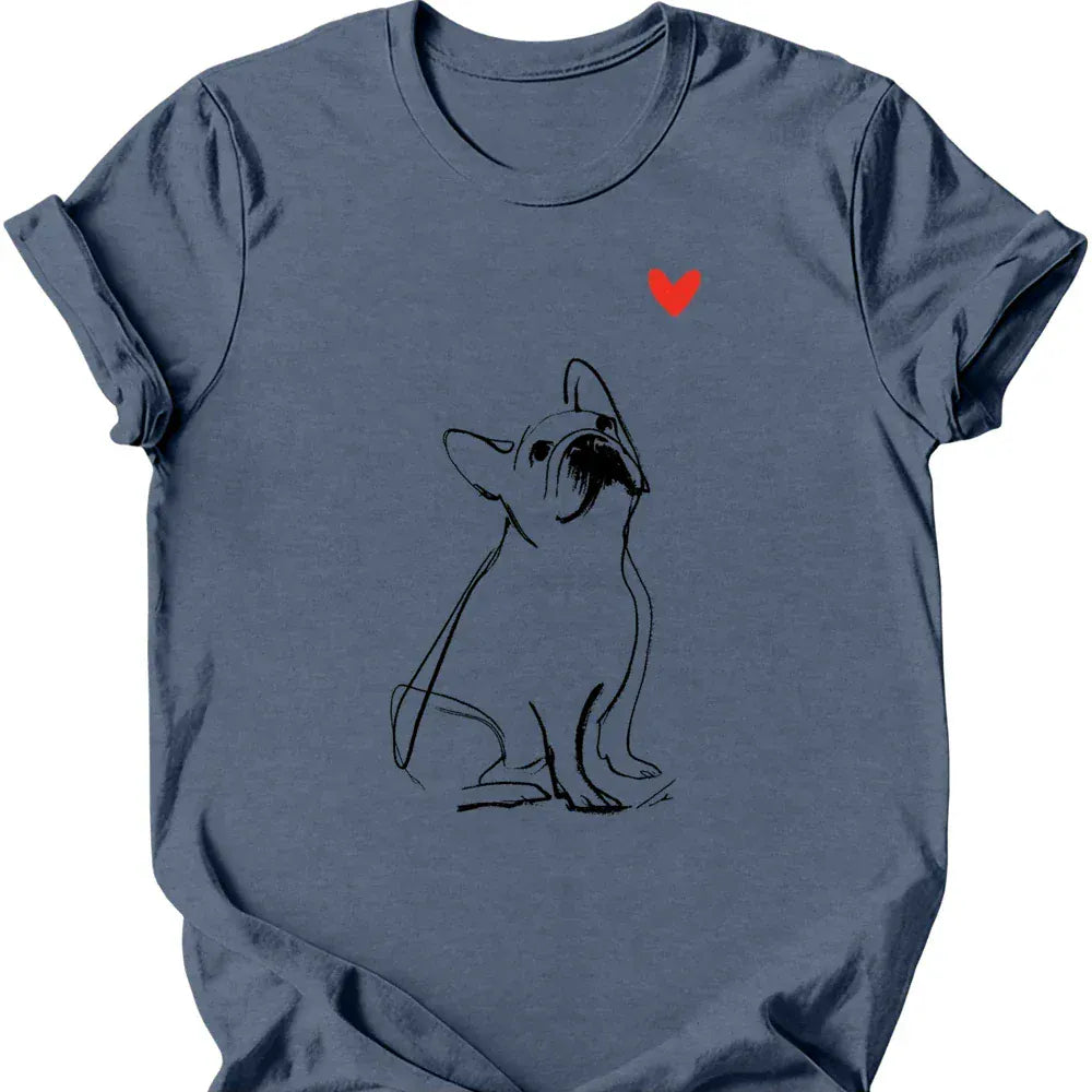 French Bulldog sketch tee heather indigo