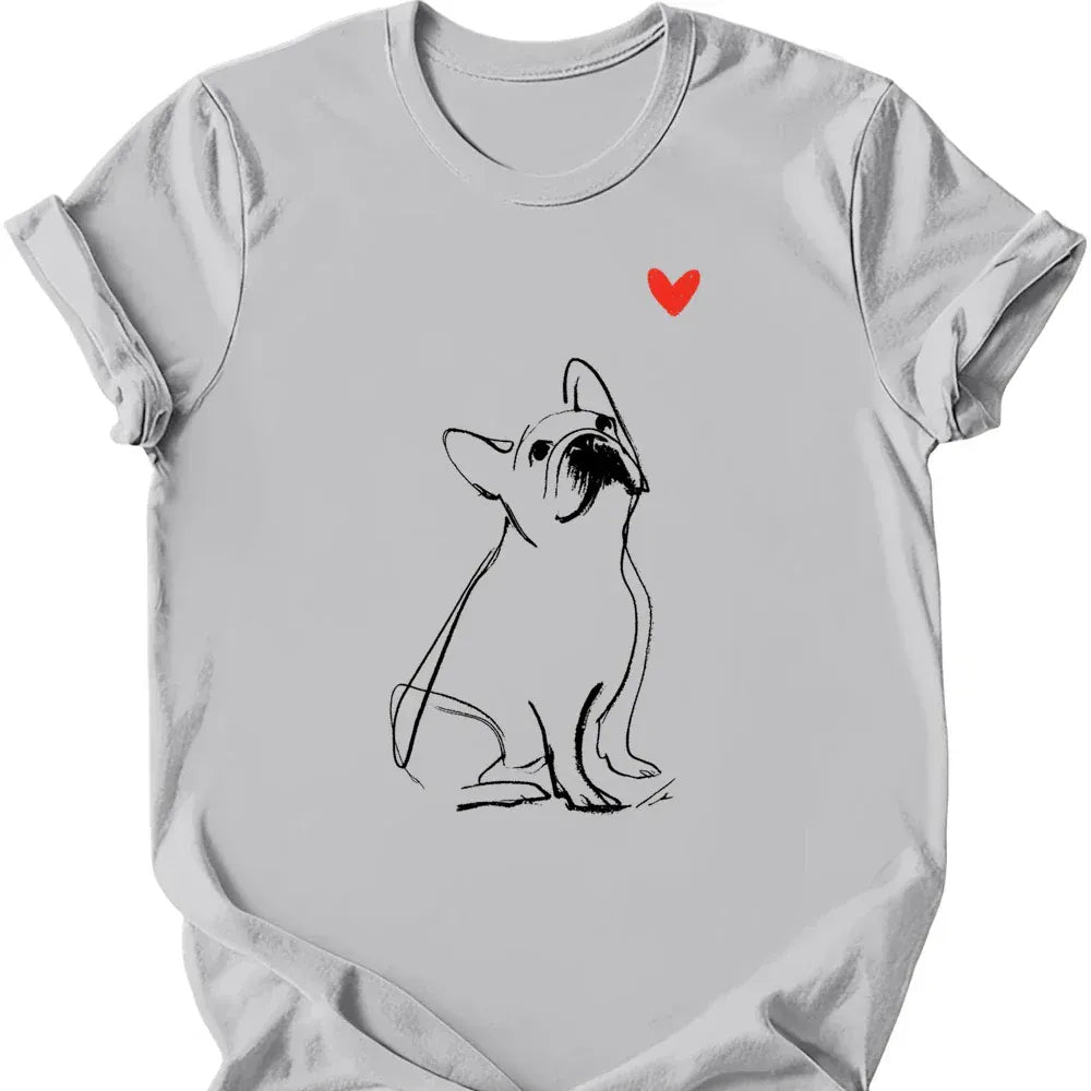 French Bulldog sketch tee ice grey