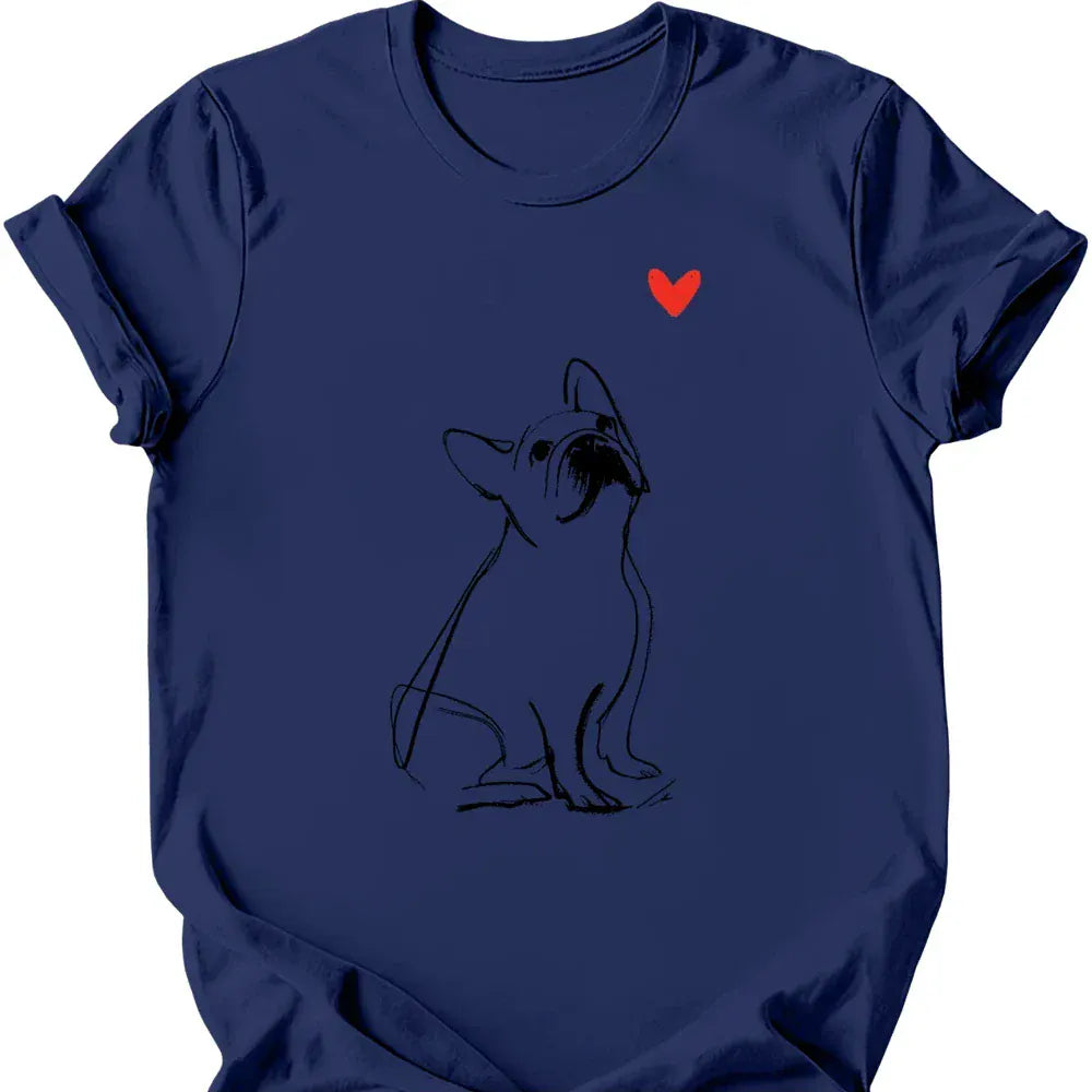 French Bulldog sketch tee navy
