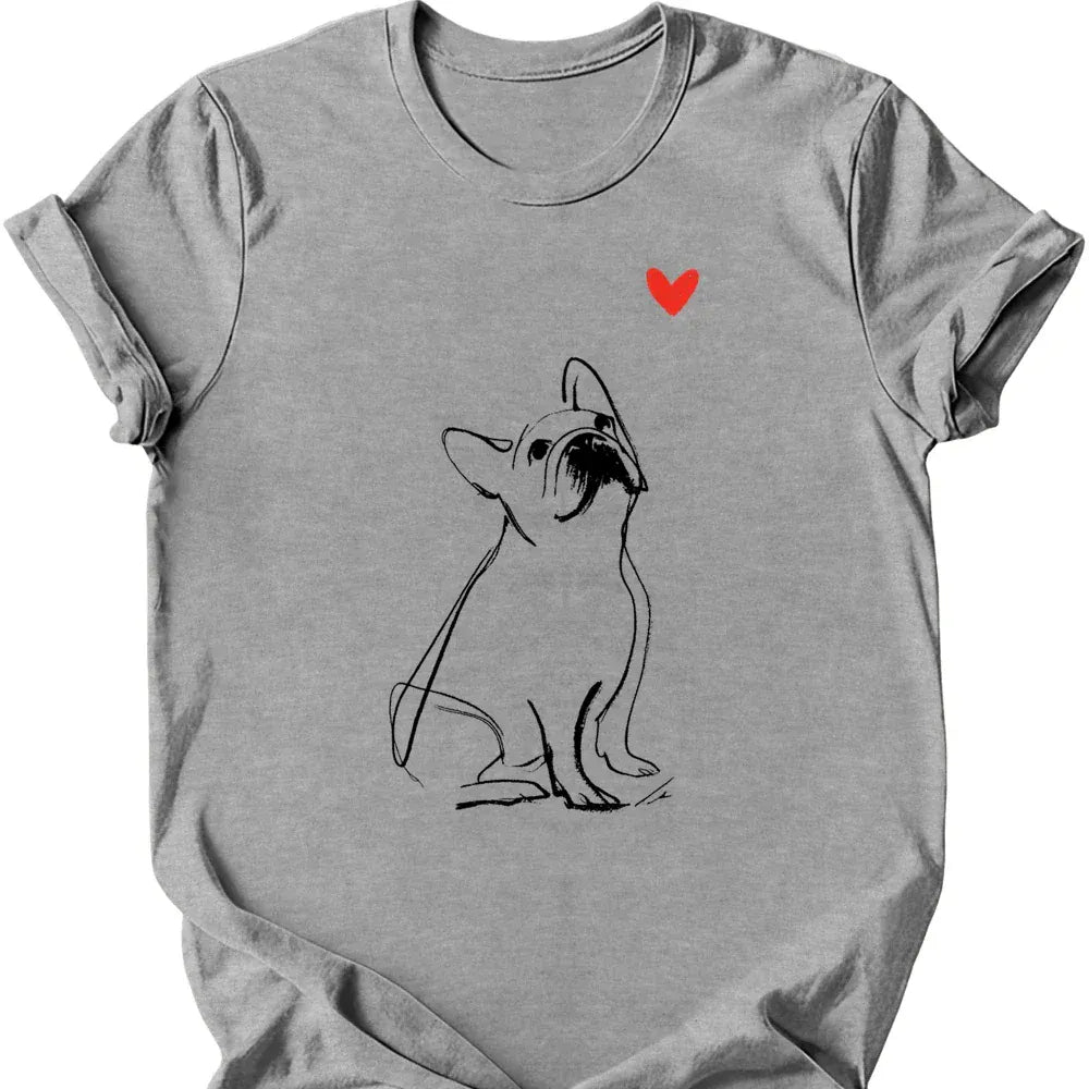 French Bulldog sketch tee sport grey
