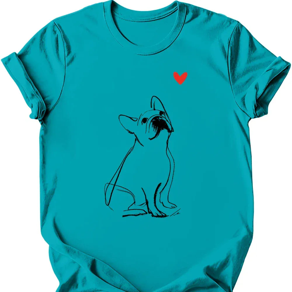 French Bulldog sketch tee tropical blue