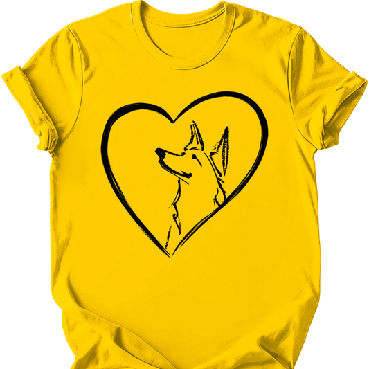 German Shepherd heart dog tee daisy