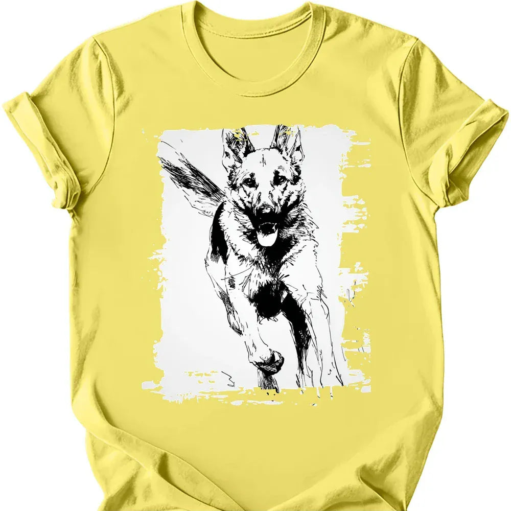 German Shepherd running dog tee cornsilk