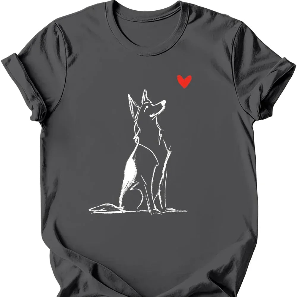 German Shepherd sketch tee charcoal