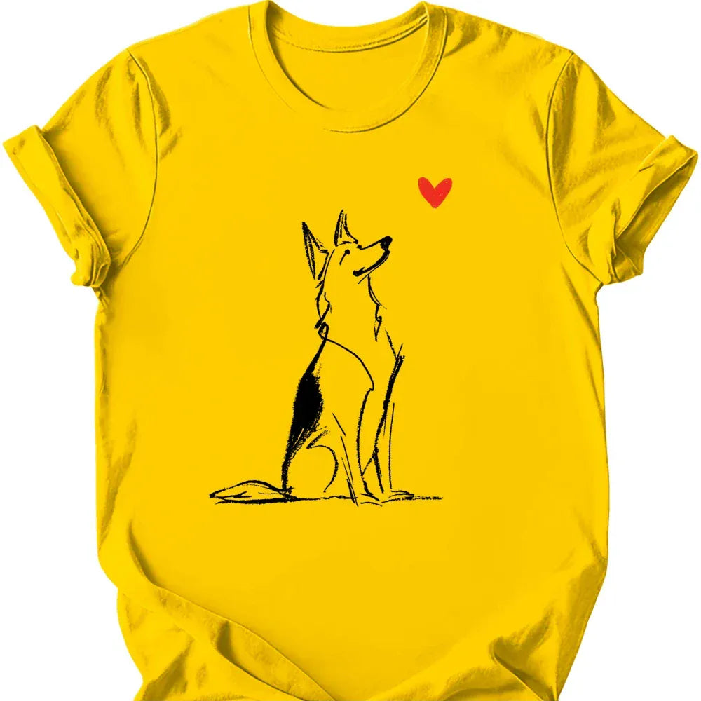 German Shepherd sketch tee daisy
