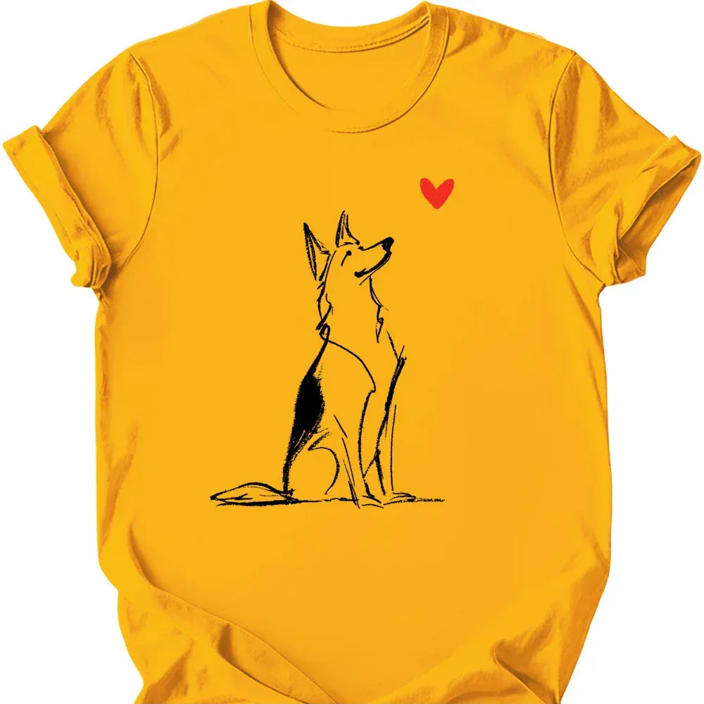 German Shepherd sketch tee gold