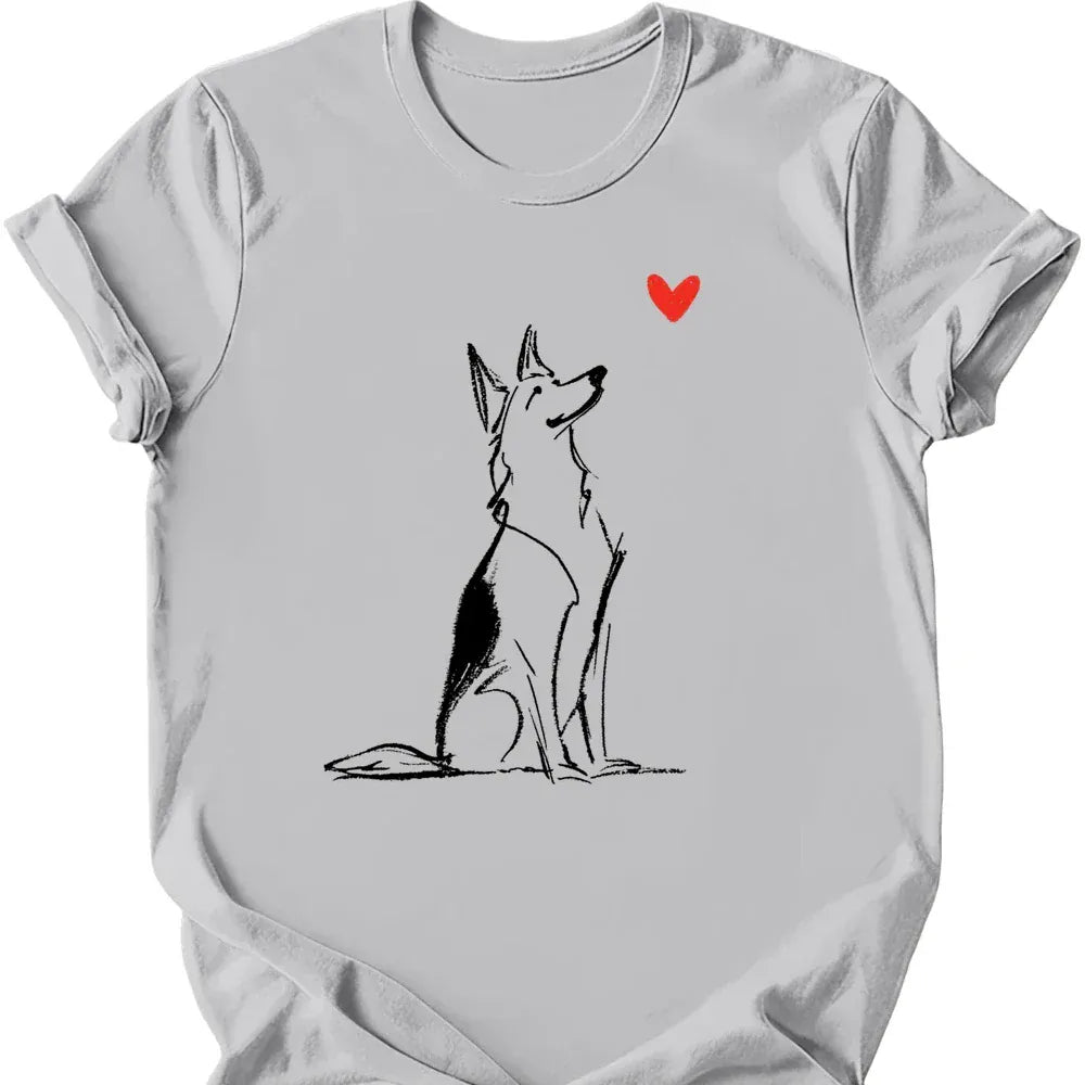 German Shepherd sketch tee ice grey