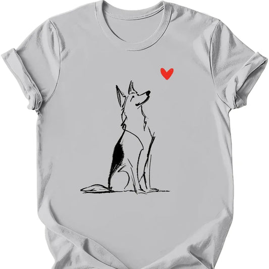 German Shepherd sketch tee ice grey
