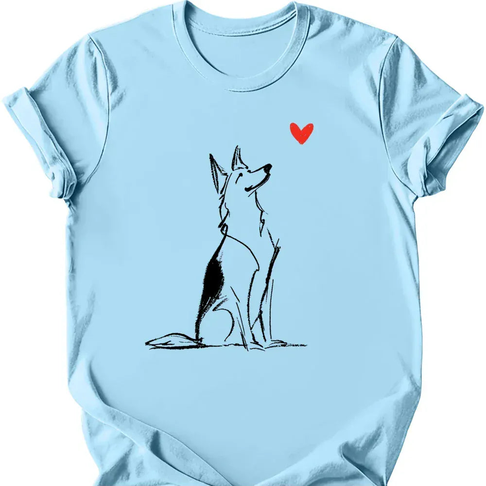 German Shepherd sketch tee light blue