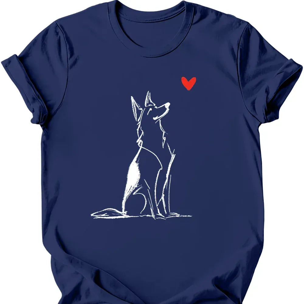 German Shepherd sketch tee navy