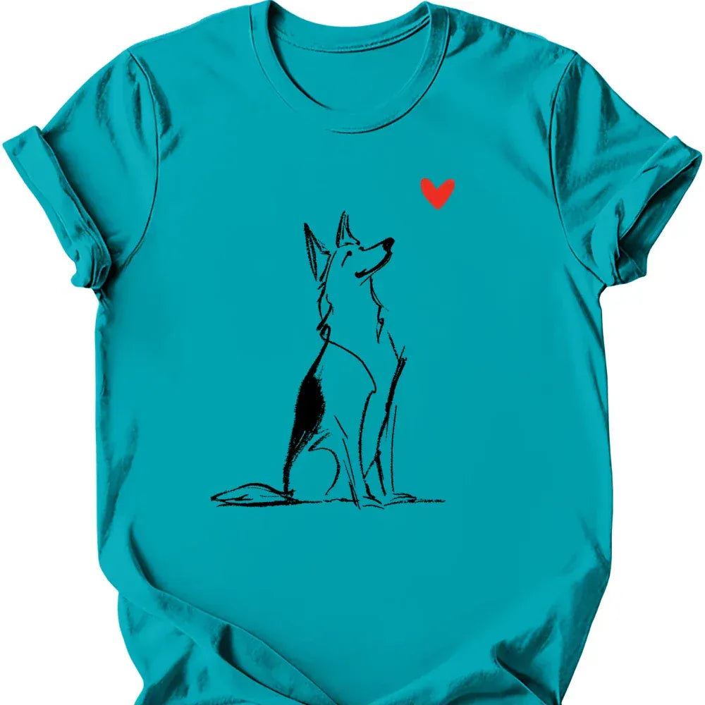 German Shepherd sketch tee tropical blue
