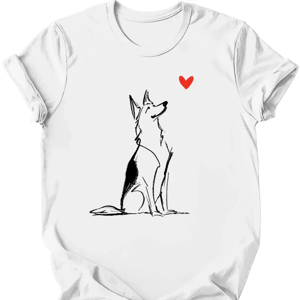 German Shepherd sketch tee white