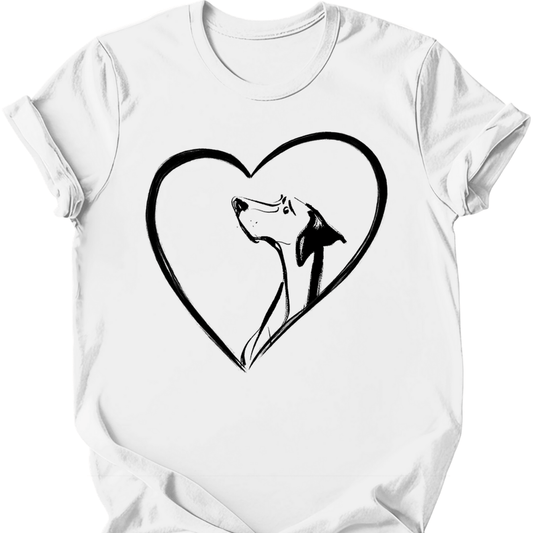 German Shorthaired Pointer heart dog tee white